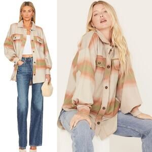 NEW Free People Ruby Earthgirl Gronolacore Shacket Marzipan Combo Sz Large $178